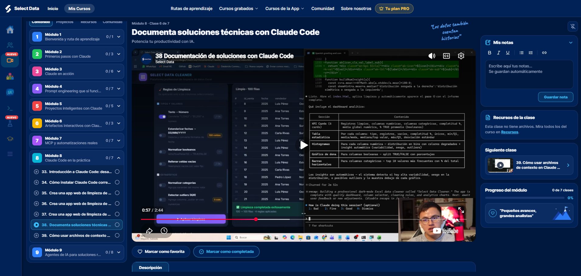 Reproductor de clases con notas